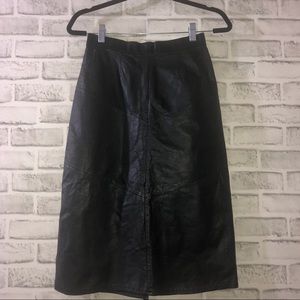 Vintage Black Leather Pencil Skirt, Made in Korea